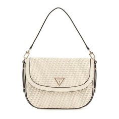 Сумка седло GUESS, фактура плетеная, бежевый