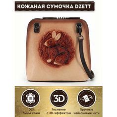 Сумка кросс-боди Dzett, фактура тиснение, бежевый, коричневый