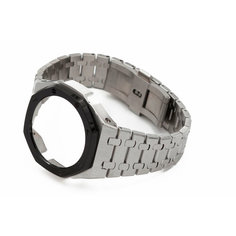Браслет , фактура гладкая, черный/серебристый Watch Band