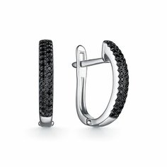 Серьги Diamant online, белое золото, 585 проба, бриллиант, длина 1.4 см, , черный