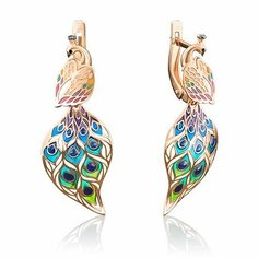 Серьги PLATINA, красное золото, 585 проба, эмаль, , красный