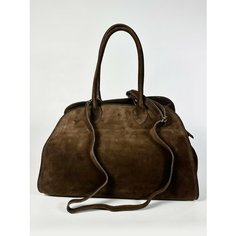 Сумка шоппер Vera Pelle, фактура бархатистая, коричневый