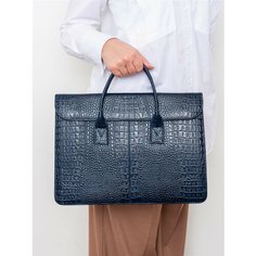 Портфель Franchesco Mariscotti, фактура под рептилию, синий