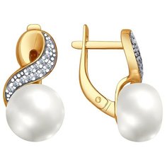 Серьги SOKOLOV, серебро, 925 проба, золочение, жемчуг