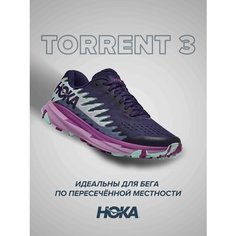 Кроссовки HOKA Torrent 3, полнота B (US)/ на среднюю стопу, размер US5.5B/UK4/EU36 2/3/JPN22.5, фиолетовый, зеленый