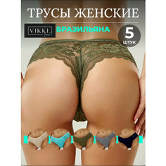 Трусы VIKKI., комплект из 5 шт., размер 40-42, хаки, бирюзовый, черный, серый, желтый
