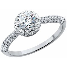 Кольцо SOKOLOV, белое золото, 585 проба, фианит, размер 18.5