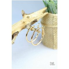 Серьги конго XUPING JEWELRY, искусственный камень, размер 30 мм, золотой