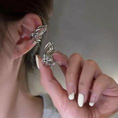 Серьги каффы, серебряный Монинг