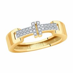 Кольцо дорожка Diamant online, красное золото, 585 проба, фианит, размер 17.5, ширина 3.5 мм, прозрачный