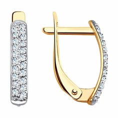 Серьги Diamant online, красное золото, 585 проба, фианит, длина 1.3 см, , прозрачный