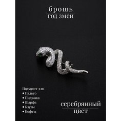 Брошь, фианит, кристалл, 1 шт., серебристый Нет бренда