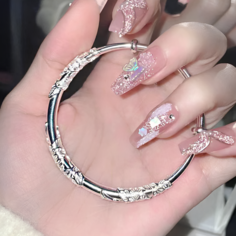 Жесткий браслет, 1 шт., размер M, серебряный Монинг