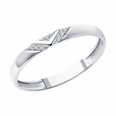 Кольцо помолвочное Diamant online, белое золото, 585 проба, бриллиант, размер 16, ширина 3 мм, прозрачный
