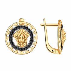 Серьги Diamant online, красное золото, 585 проба, фианит, длина 1.7 см, , черный