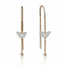 Серьги цепочки PLATINA, красное золото, 585 проба, , красный