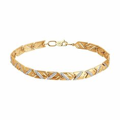 Браслет Diamant online, красное золото, 585 проба, фианит, длина 18 см., прозрачный