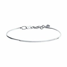 Жесткий браслет Diamant online, белое золото, 585 проба, бриллиант, длина 17.5 см., прозрачный