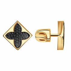 Серьги пусеты Diamant online, красное золото, 585 проба, родирование, фианит, длина 1.5 см, , черный