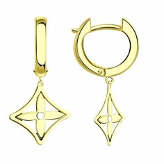 Серьги Diamant online, желтое золото, 585 проба, длина 2.7 см, , золотистый
