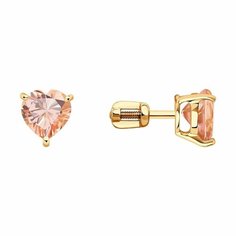 Серьги пусеты Diamant online, красное золото, 585 проба, морганит, длина 0.8 см, , красный
