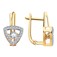 Серьги Diamant online, красное золото, 585 проба, фианит, длина 1.8 см, , прозрачный