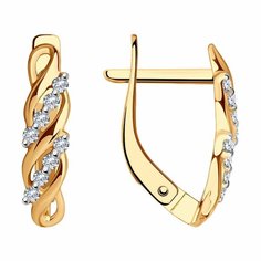 Серьги Diamant online, красное золото, 585 проба, фианит, длина 1.6 см, , прозрачный