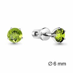 Серьги пусеты Diamant online, серебро, 925 проба, хризолит, длина 0.6 см, , темно-зеленый