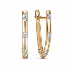 Серьги Diamant online, красное золото, 585 проба, фианит, длина 2 см, , прозрачный