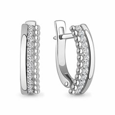 Серьги Diamant online, белое золото, 585 проба, бриллиант, длина 1.5 см, , прозрачный