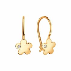Серьги Diamant online, красное золото, 585 проба, фианит, длина 1.4 см, , прозрачный