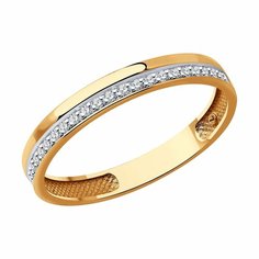 Кольцо помолвочное Diamant online, красное золото, 585 проба, бриллиант, размер 16.5, прозрачный