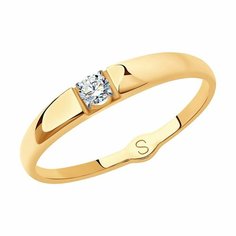 Кольцо помолвочное Diamant online, красное золото, 585 проба, фианит, размер 18.5, ширина 3 мм, прозрачный