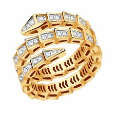 Кольцо дорожка Diamant online, красное золото, 585 проба, фианит, размер 18.5, прозрачный