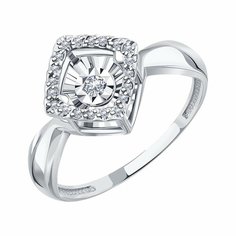 Кольцо Diamant online, белое золото, 585 проба, бриллиант, размер 17.5, прозрачный