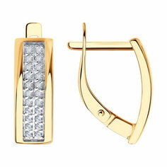 Серьги Diamant online, красное золото, 585 проба, фианит, длина 1.7 см, , прозрачный