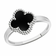 Кольцо Diamant online, белое золото, 585 проба, оникс, размер 18, черный