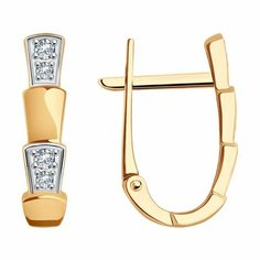 Серьги Diamant online, красное золото, 585 проба, фианит, длина 1.5 см, , прозрачный