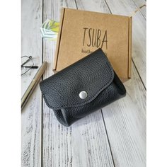 Кошелек , фактура тиснение, черный Tsuba Leather Goods