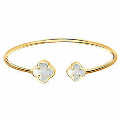 Жесткий браслет Diamant online, красное золото, 585 проба, перламутр, длина 19 см., белый