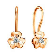 Серьги UVILERS, красное золото, 585 проба, фианит