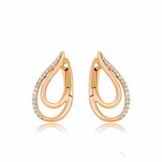 Серьги двусторонние XUPING JEWELRY, циркон, золотой