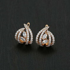Серьги XUPING JEWELRY, фианит, розовое золото