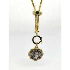 Колье ( Verba ), циркон, длина 72 см, золотой, зеленый, бесцветный