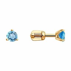 Серьги пусеты Diamant, красное золото, 585 проба, топаз, размер 5 мм
