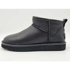 Угги UGG Mens Classic Ultra Mini Leather Black, размер 44 EU, черный