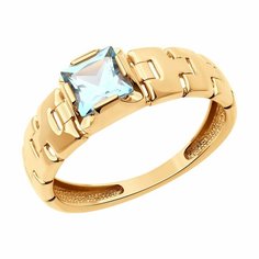 Кольцо Diamant online, красное золото, 585 проба, топаз, размер 19.5, голубой