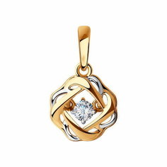 Подвеска Diamant online, красное золото, 585 проба, фианит, размер 1.7 см., прозрачный