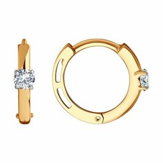 Серьги Diamant online, красное золото, 585 проба, фианит, длина 1.3 см, , прозрачный