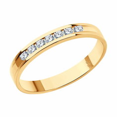 Кольцо обручальное Diamant online, красное золото, 585 проба, бриллиант, размер 17.5, прозрачный